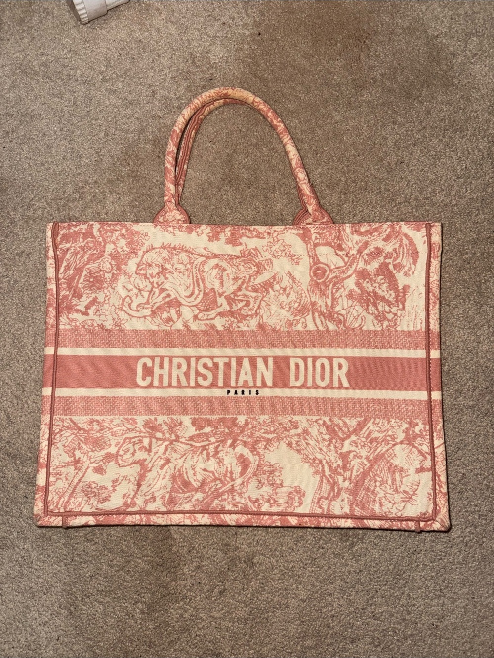 Canvas Pink Toile Tote